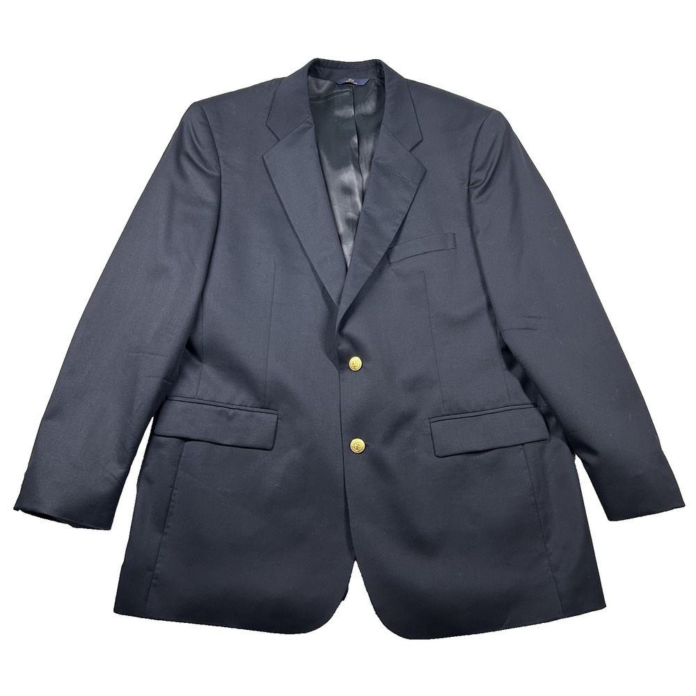 Brooks Brothers Blazer Mens 45 Long 346 Wool Navy 2-Button Gold Y2K Sports Coat